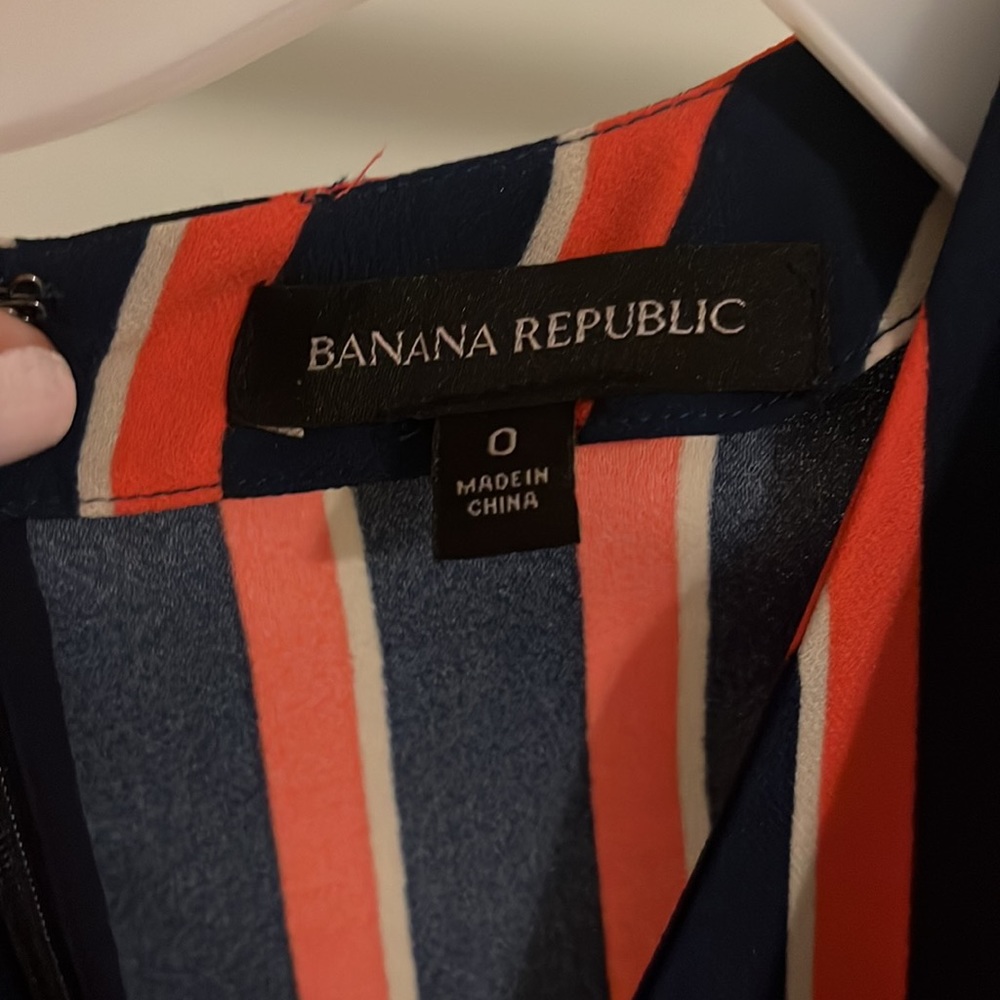 Banana Republic striped red white and blue 3/4 sleeve romper size 0 - Picture 3 of 3